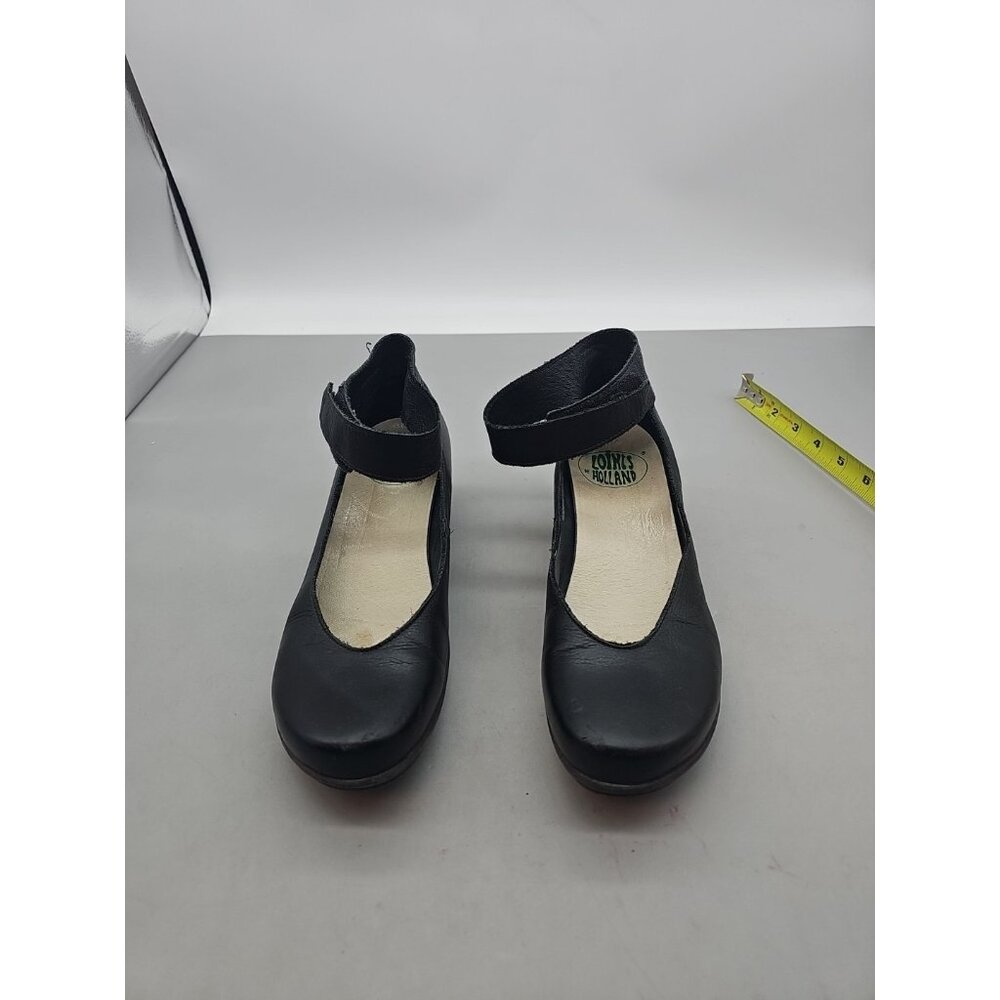 Mary Jane Ankle-Strap Flats in Black